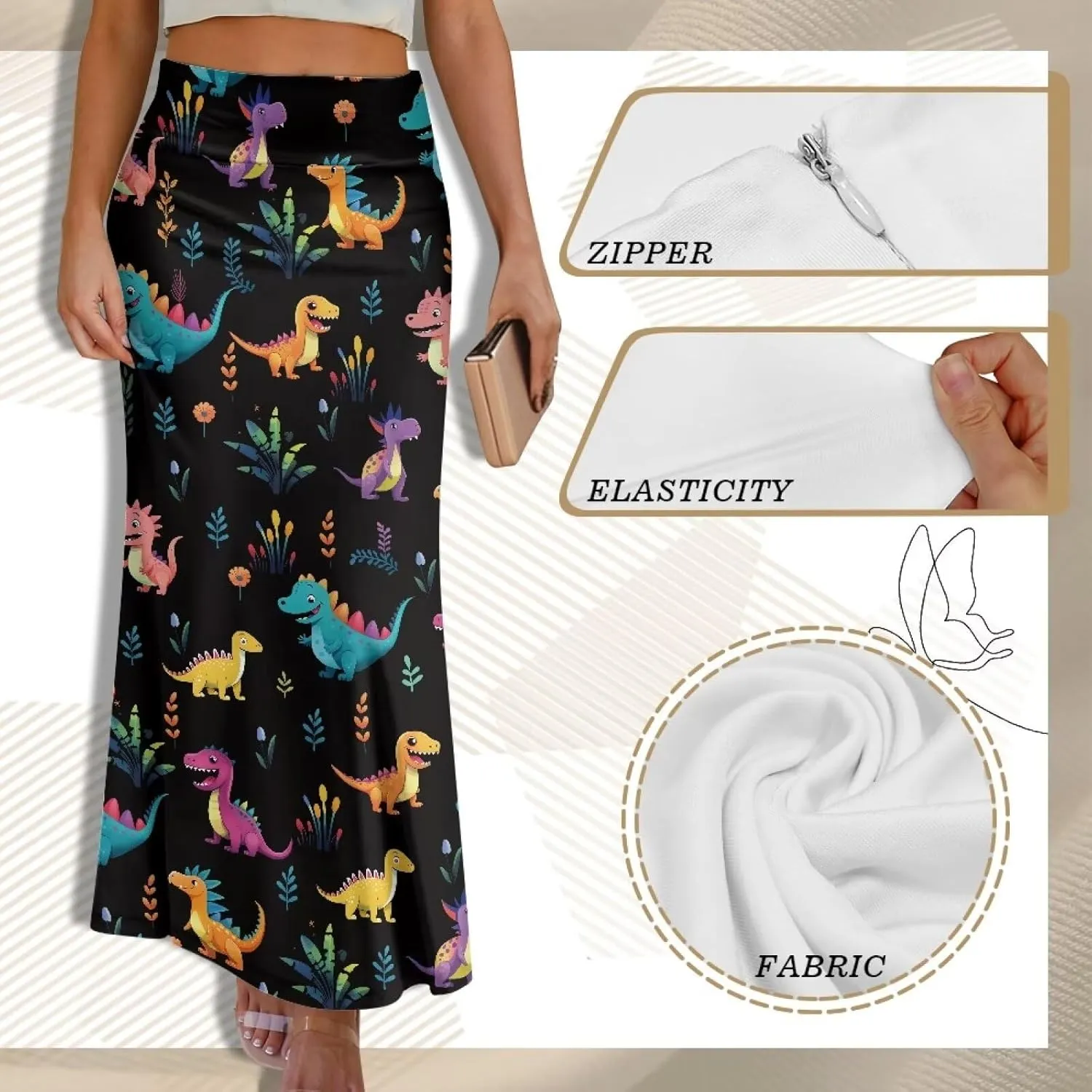 2024 Womens High Waist Maxi Long Skirts Sexy for Ladies Spring Summer Casual Formal Work Skirt Plus Size S-2XL