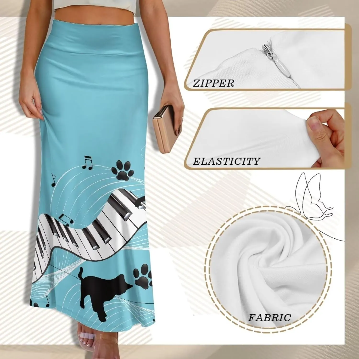 2024 Womens High Waist Maxi Long Skirts Sexy for Ladies Spring Summer Casual Formal Work Skirt Plus Size S-2XL