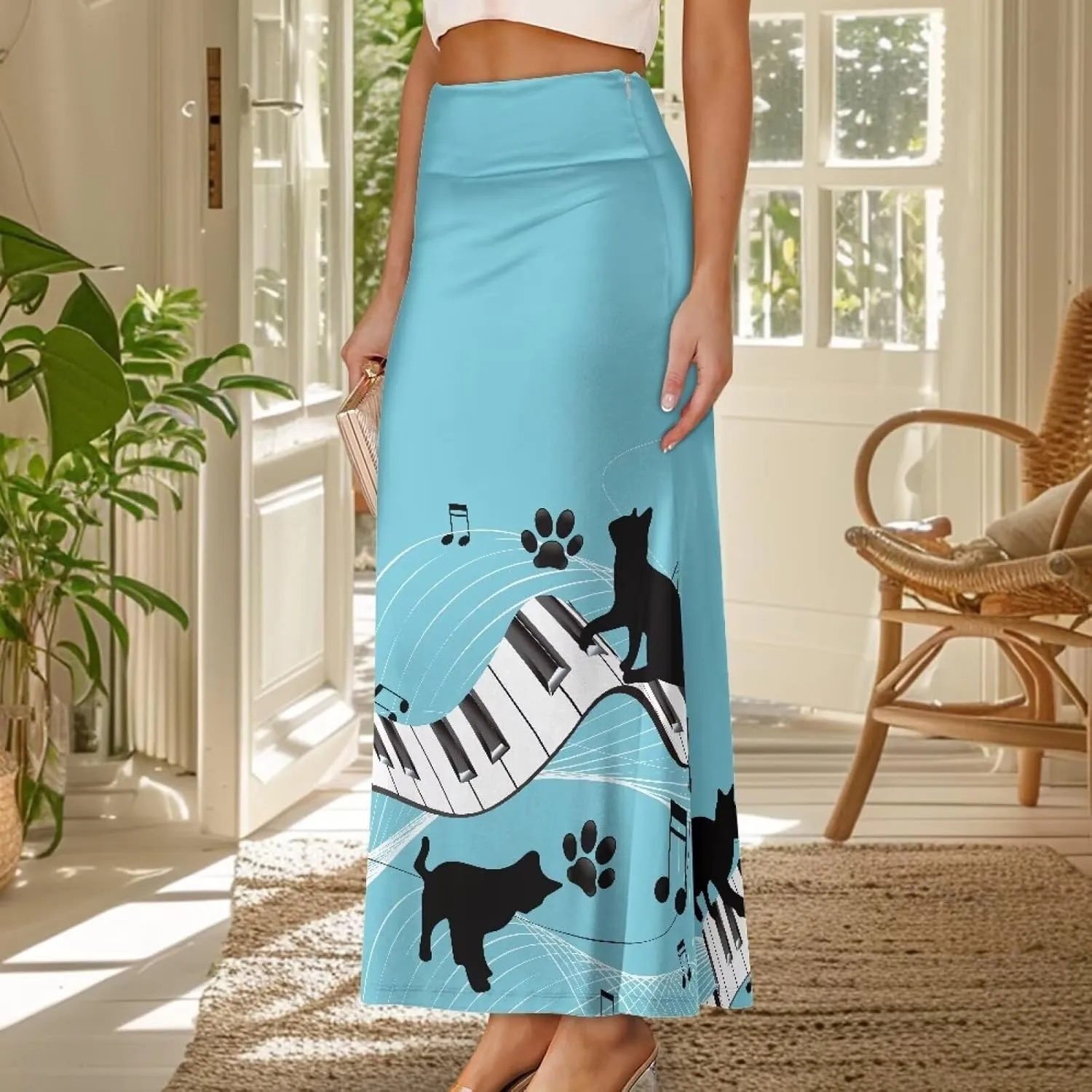 2024 Womens High Waist Maxi Long Skirts Sexy for Ladies Spring Summer Casual Formal Work Skirt Plus Size S-2XL