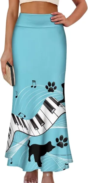 2024 Womens High Waist Maxi Long Skirts Sexy for Ladies Spring Summer Casual Formal Work Skirt Plus Size S-2XL