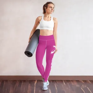 Athletic Apparatus Pink White logo White stitch Yoga Leggings