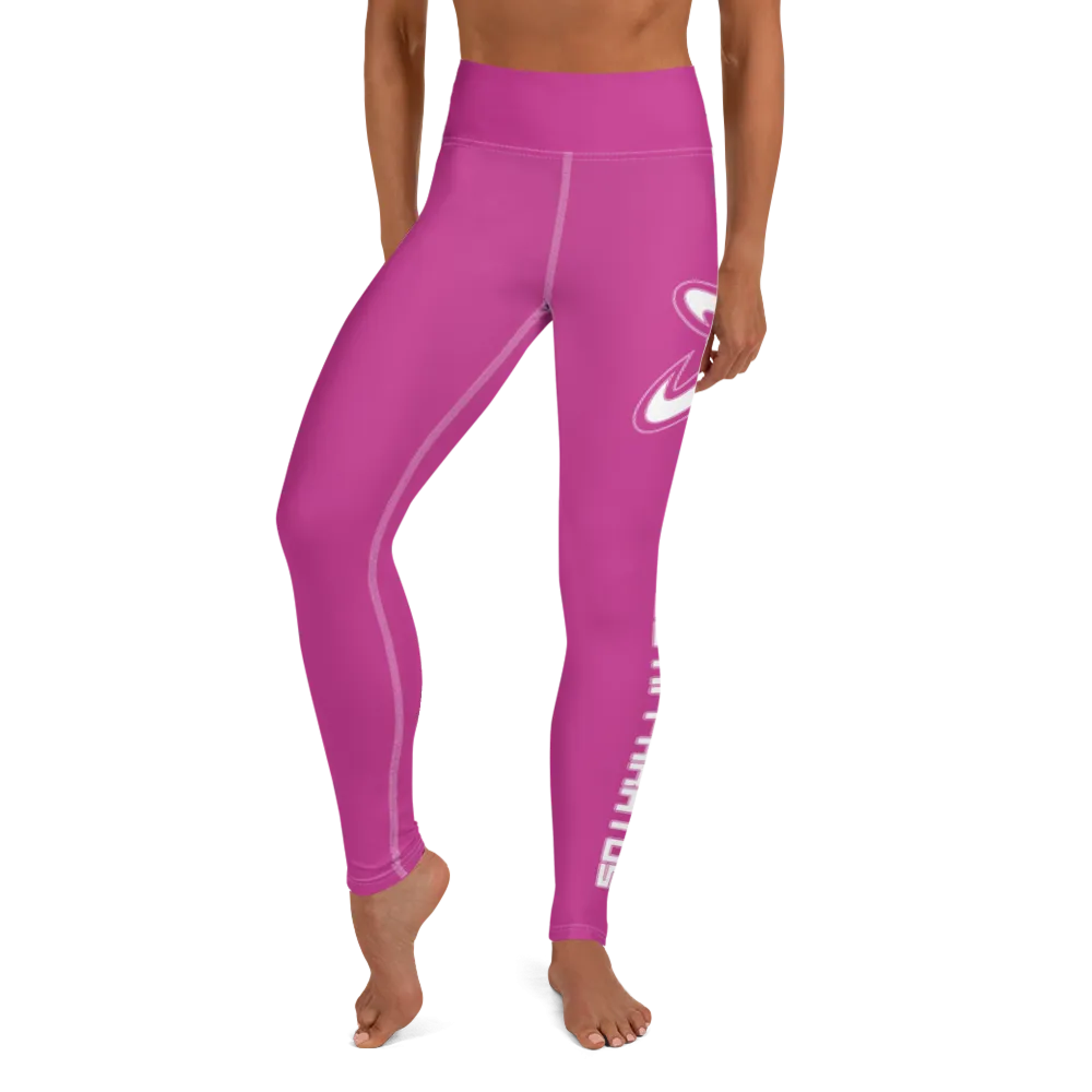 Athletic Apparatus Pink White logo White stitch Yoga Leggings