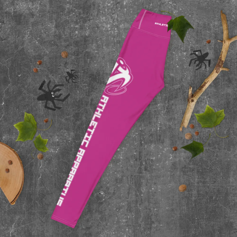 Athletic Apparatus Pink White logo White stitch Yoga Leggings