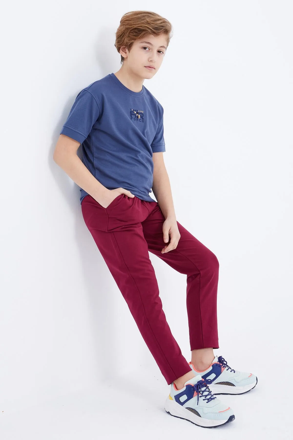 bağcikli dar paça basic erkek çocuk eşofman alt - 10858