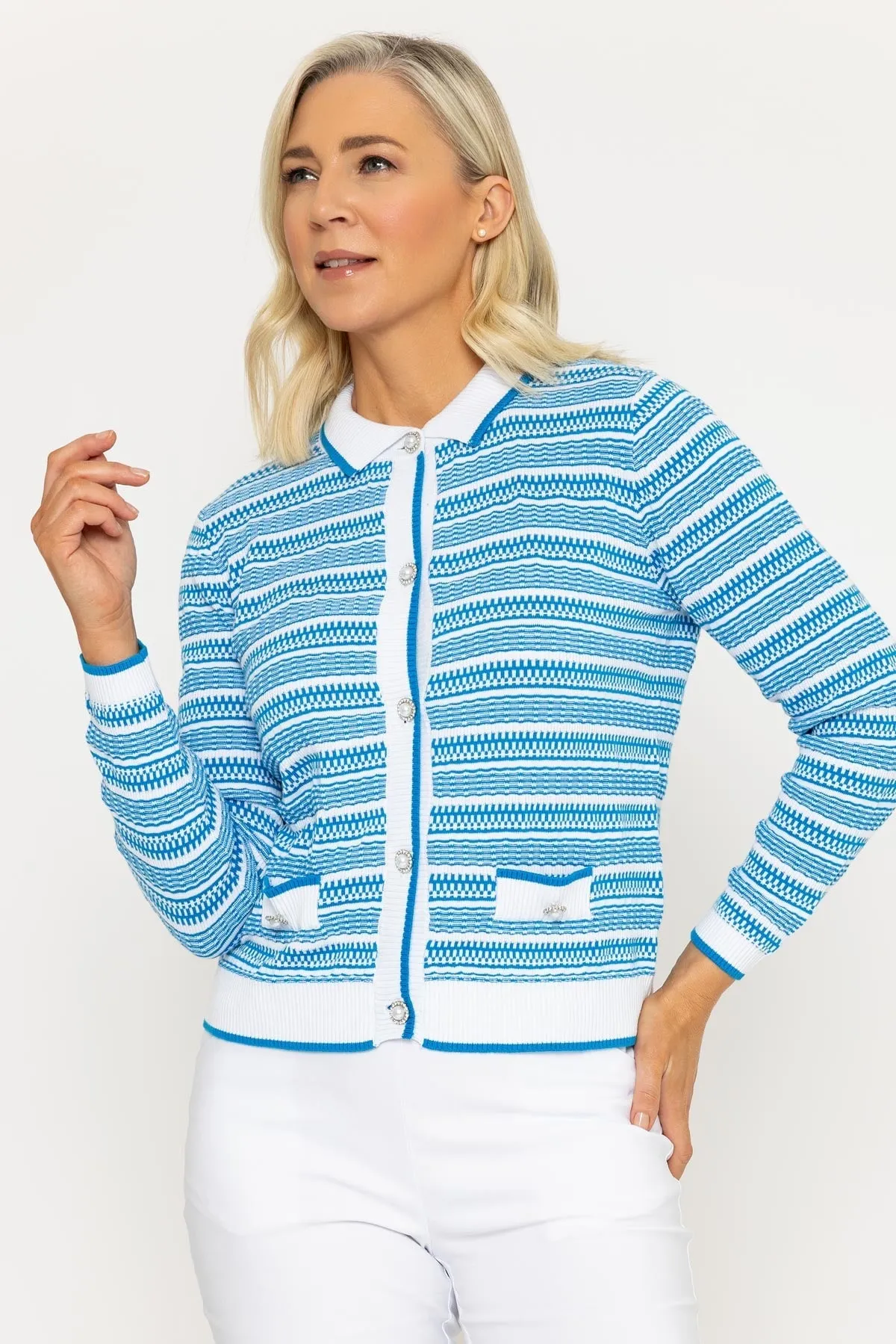 Blue Collar Knitted Cardigan