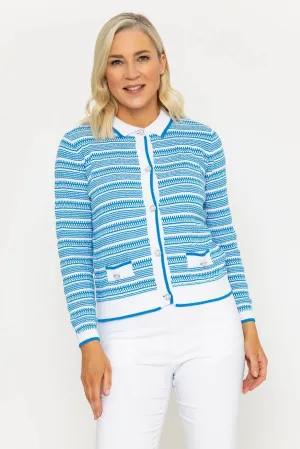 Blue Collar Knitted Cardigan