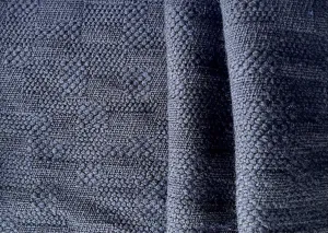Bold, Geometric Pebbled Navy Wool & Silk Blend Bouclé (Made in Italy)