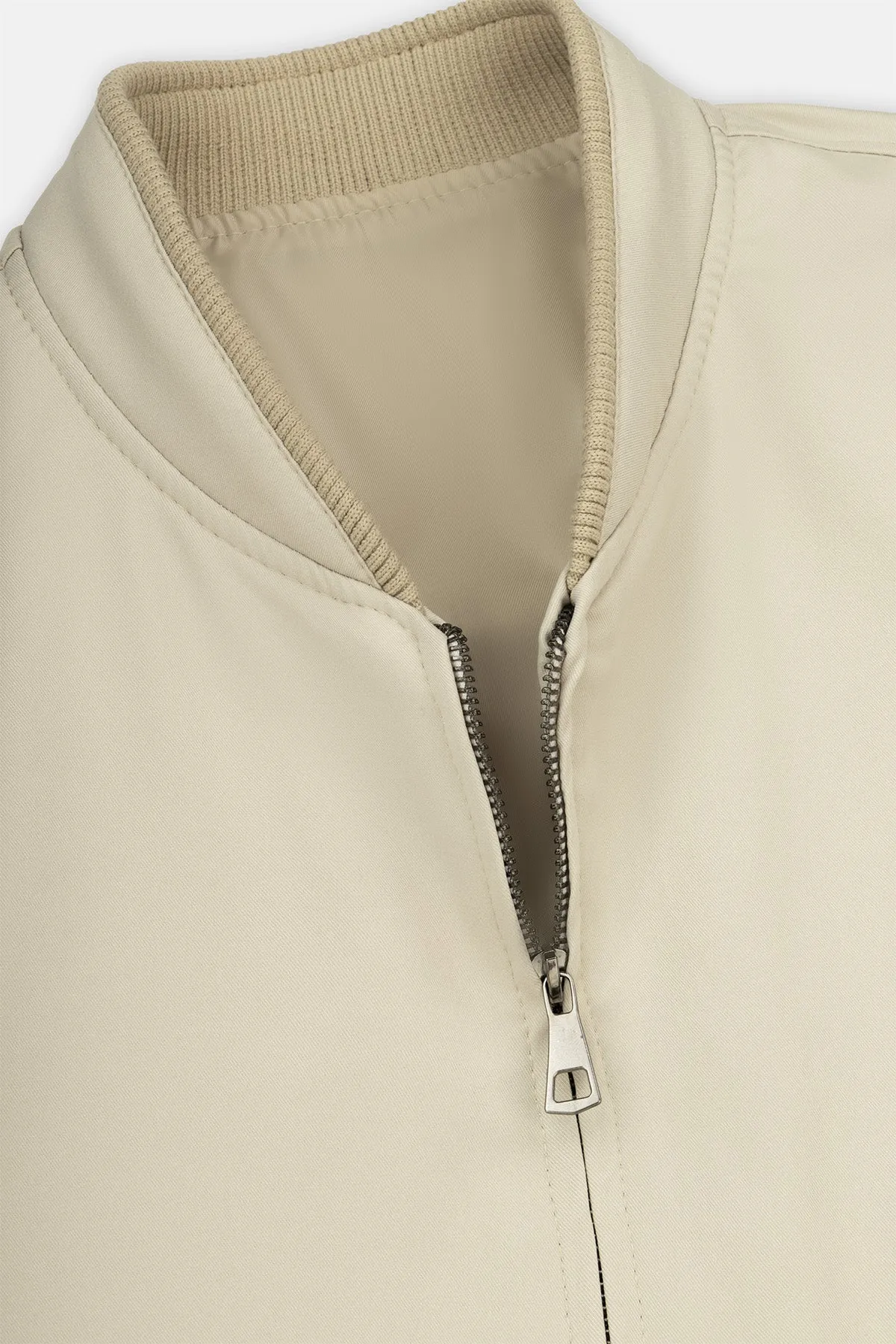 Bomber Light Beige Gabardine Jacket