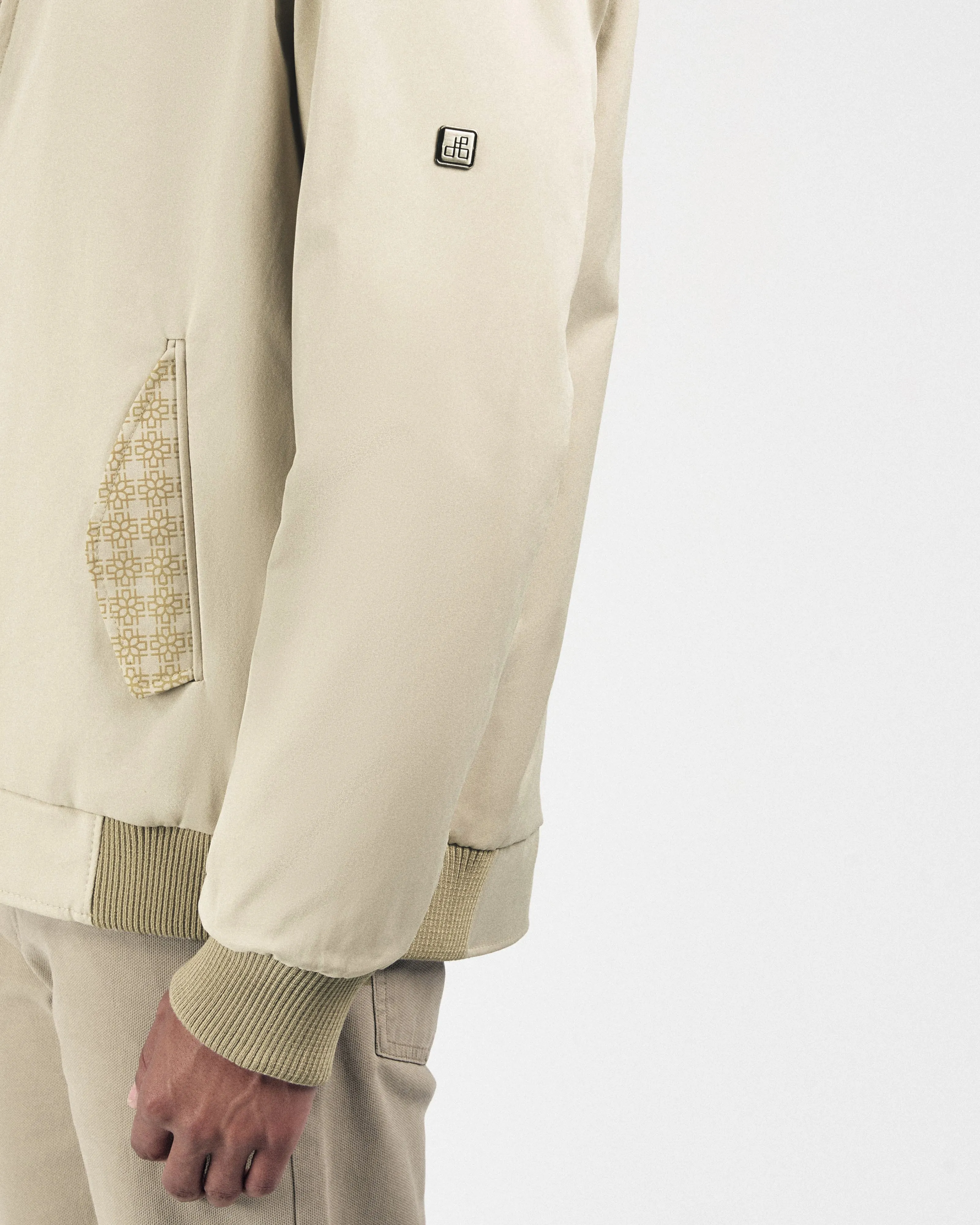 Bomber Light Beige Gabardine Jacket