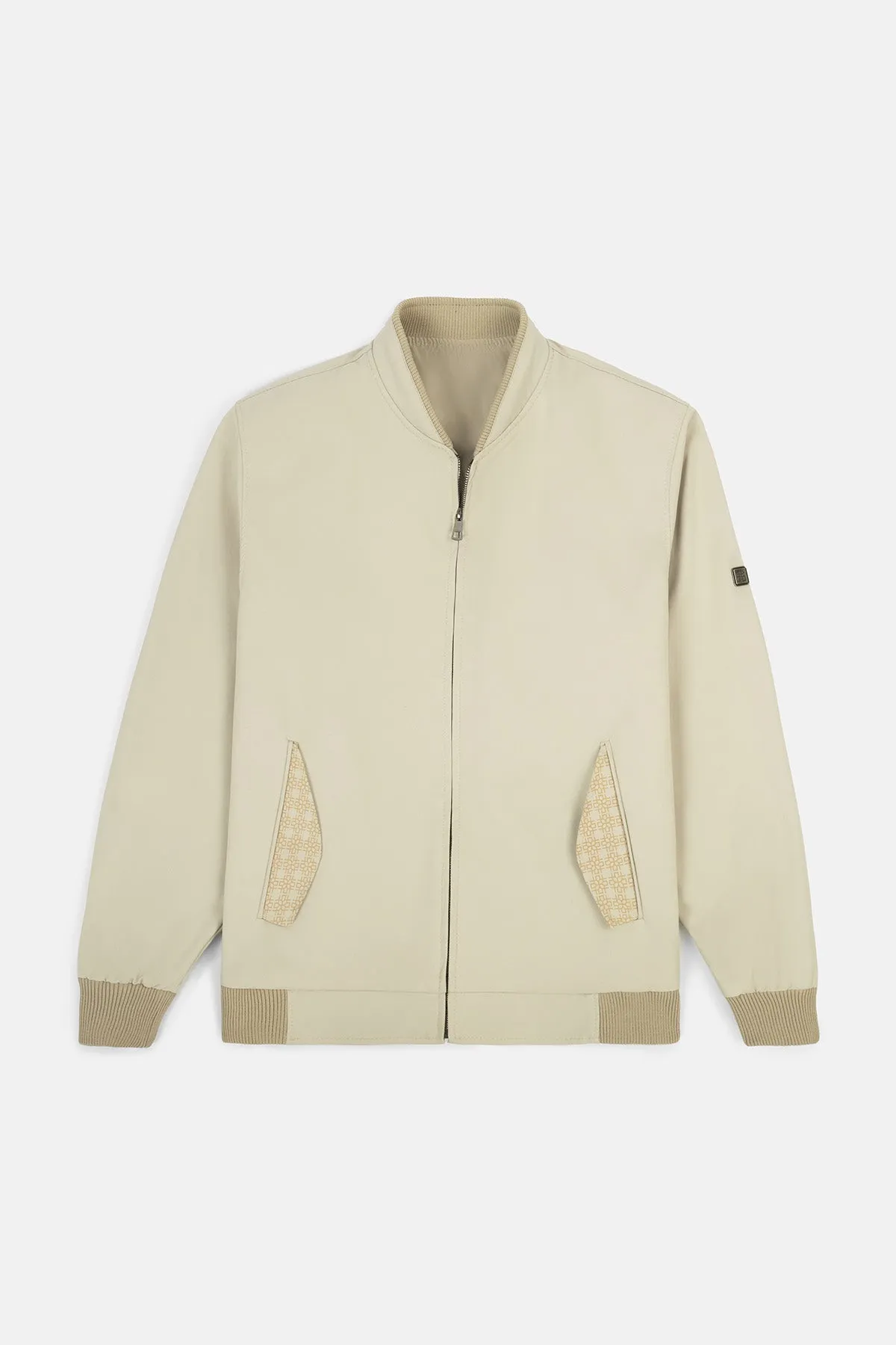 Bomber Light Beige Gabardine Jacket