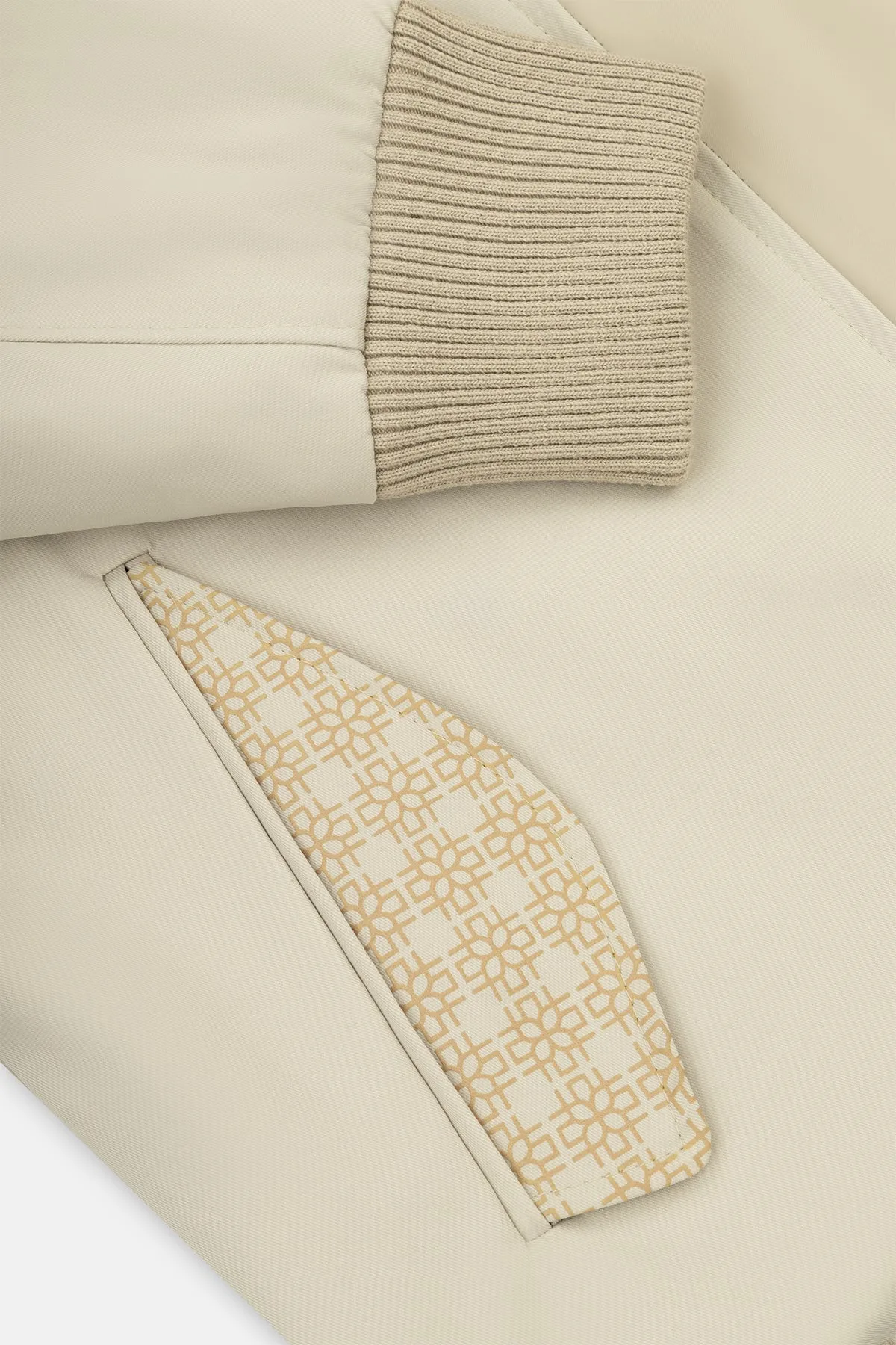 Bomber Light Beige Gabardine Jacket