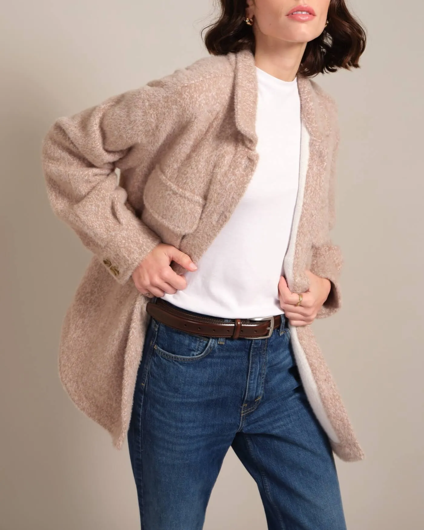 Brushed Knit Shirt Jacket