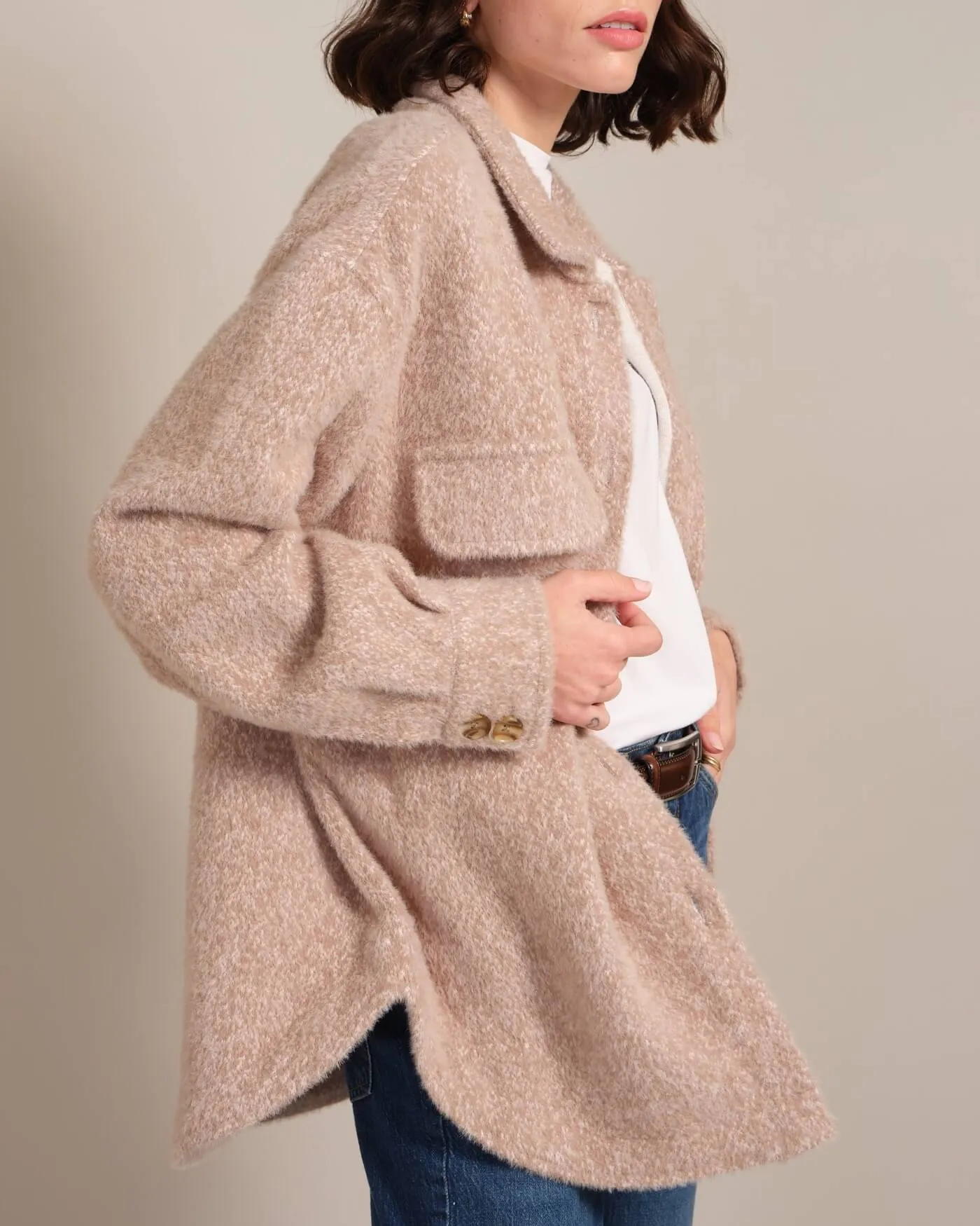 Brushed Knit Shirt Jacket