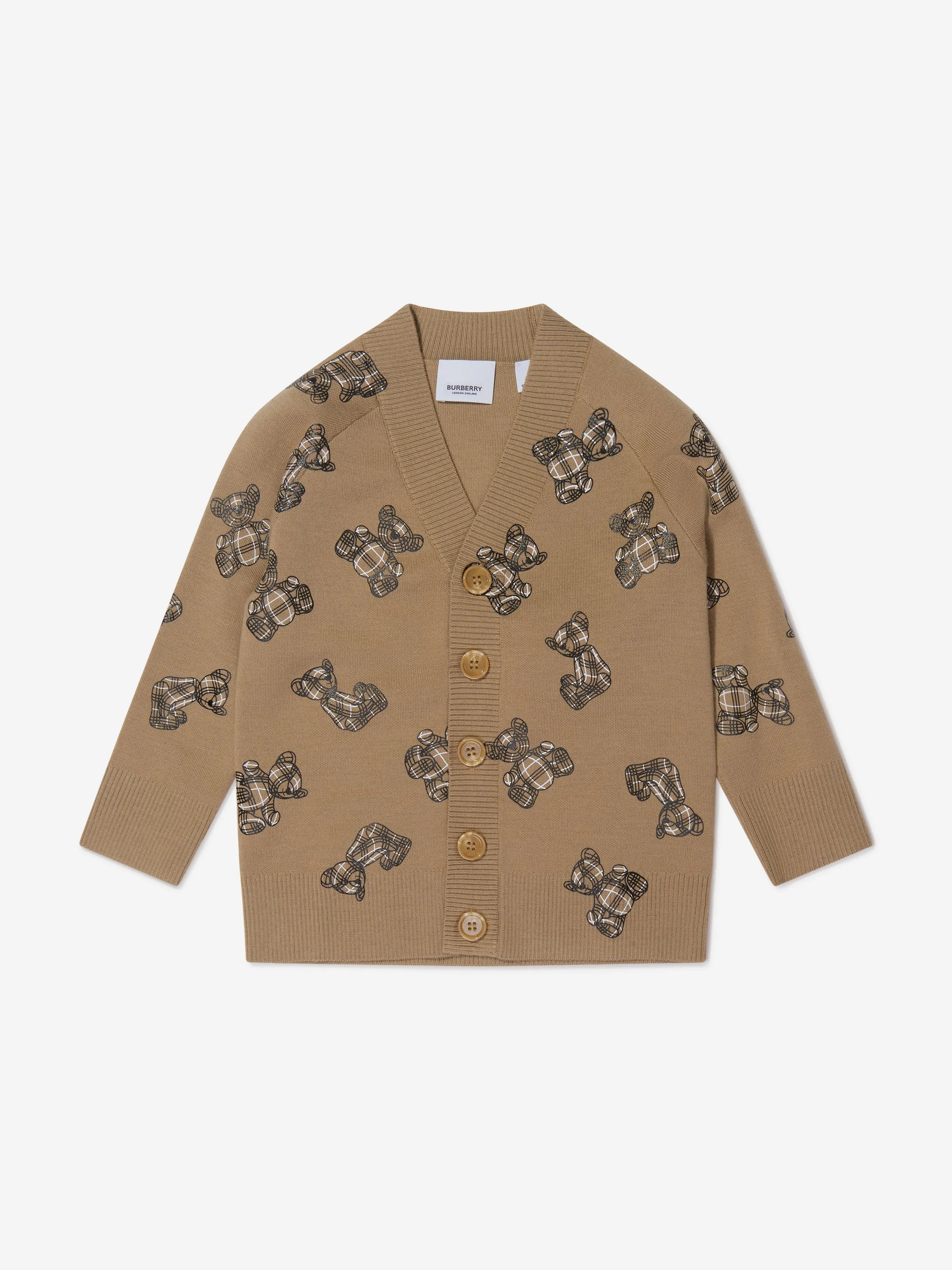 Burberry Boys Merino Wool Alexia Bear Cardigan