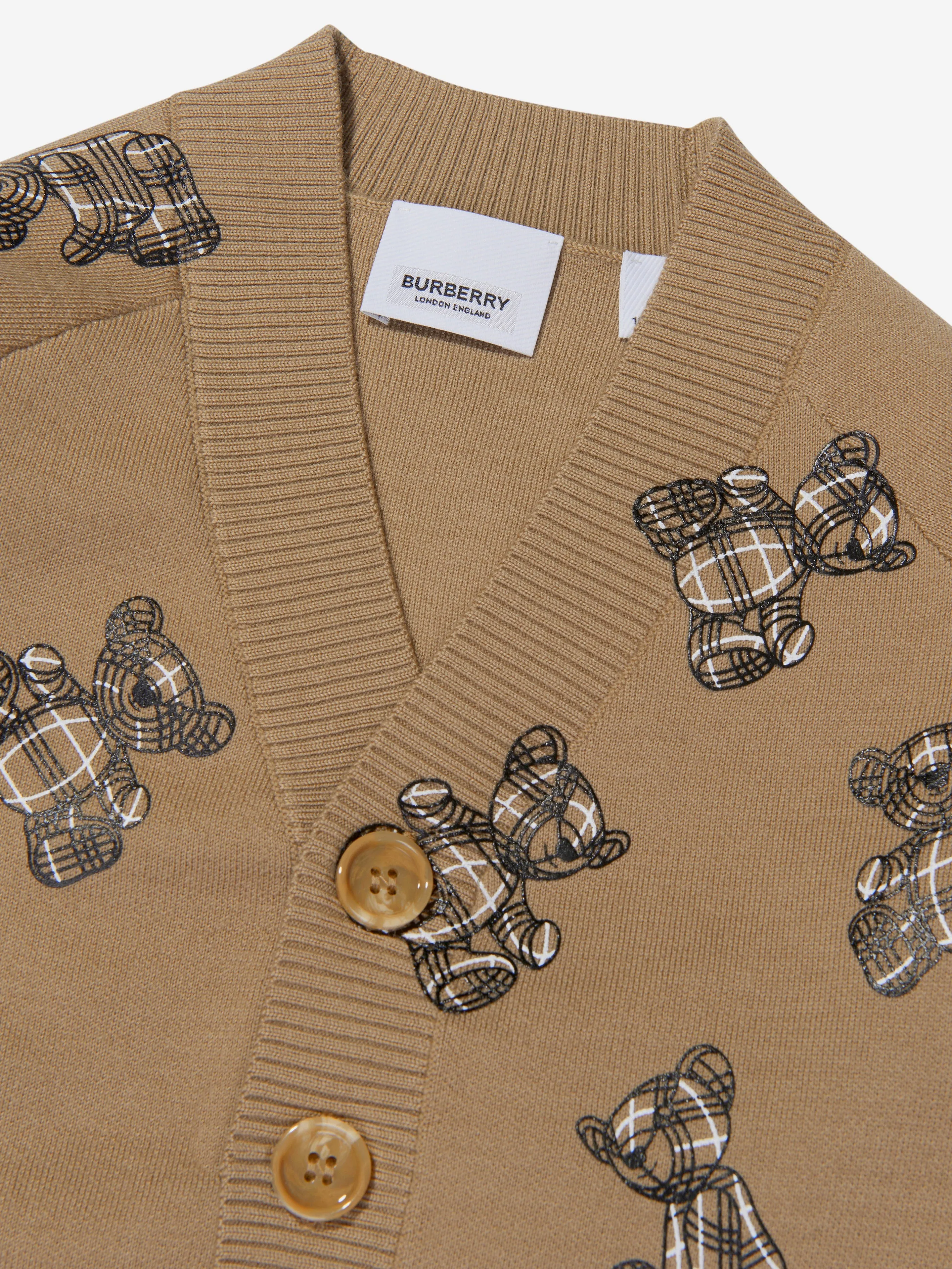 Burberry Boys Merino Wool Alexia Bear Cardigan