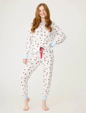 Candy Cane Waffle Ski Jammie Set