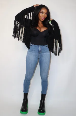 Chic Fringe Knit Jacket
