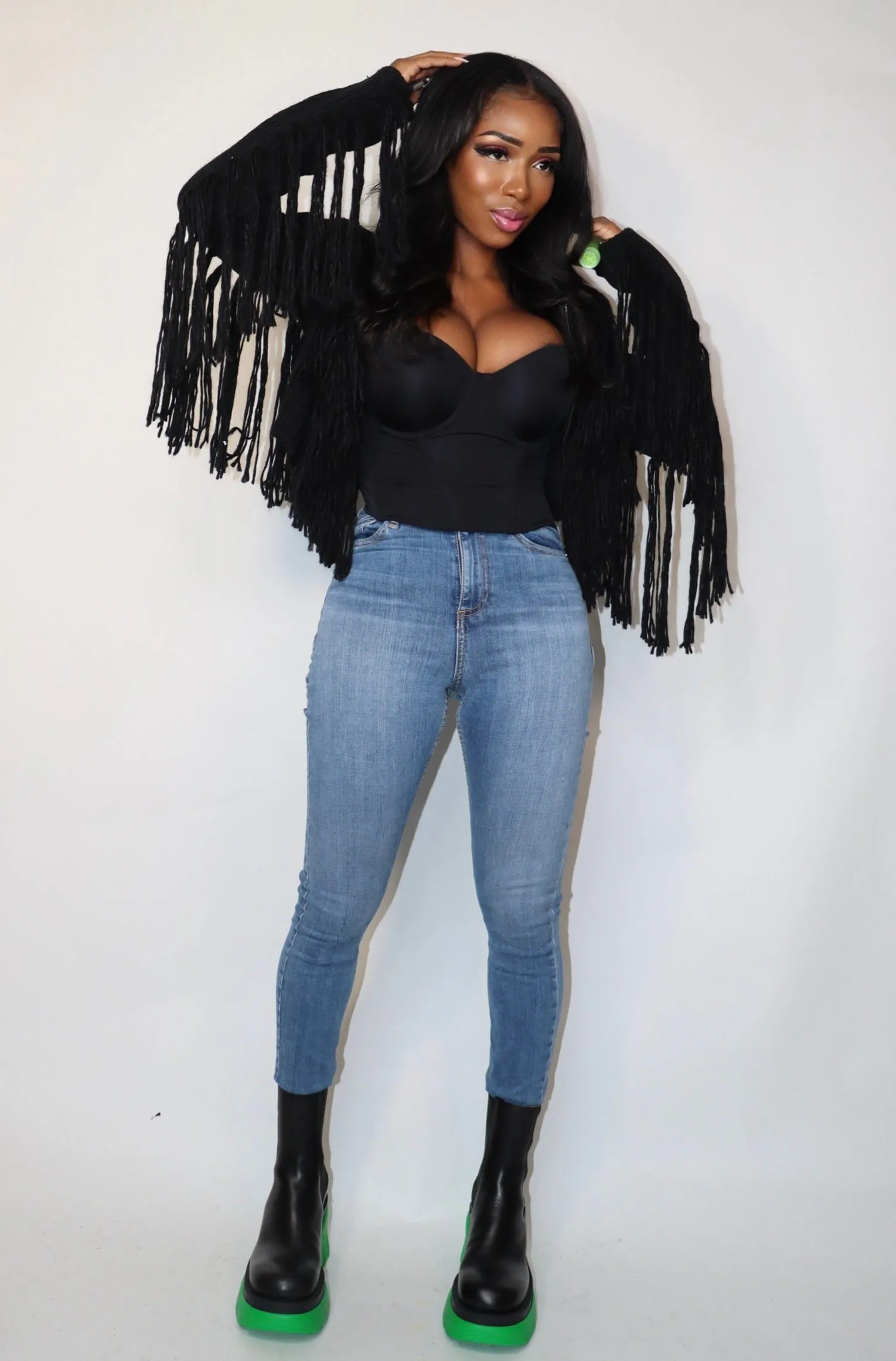Chic Fringe Knit Jacket