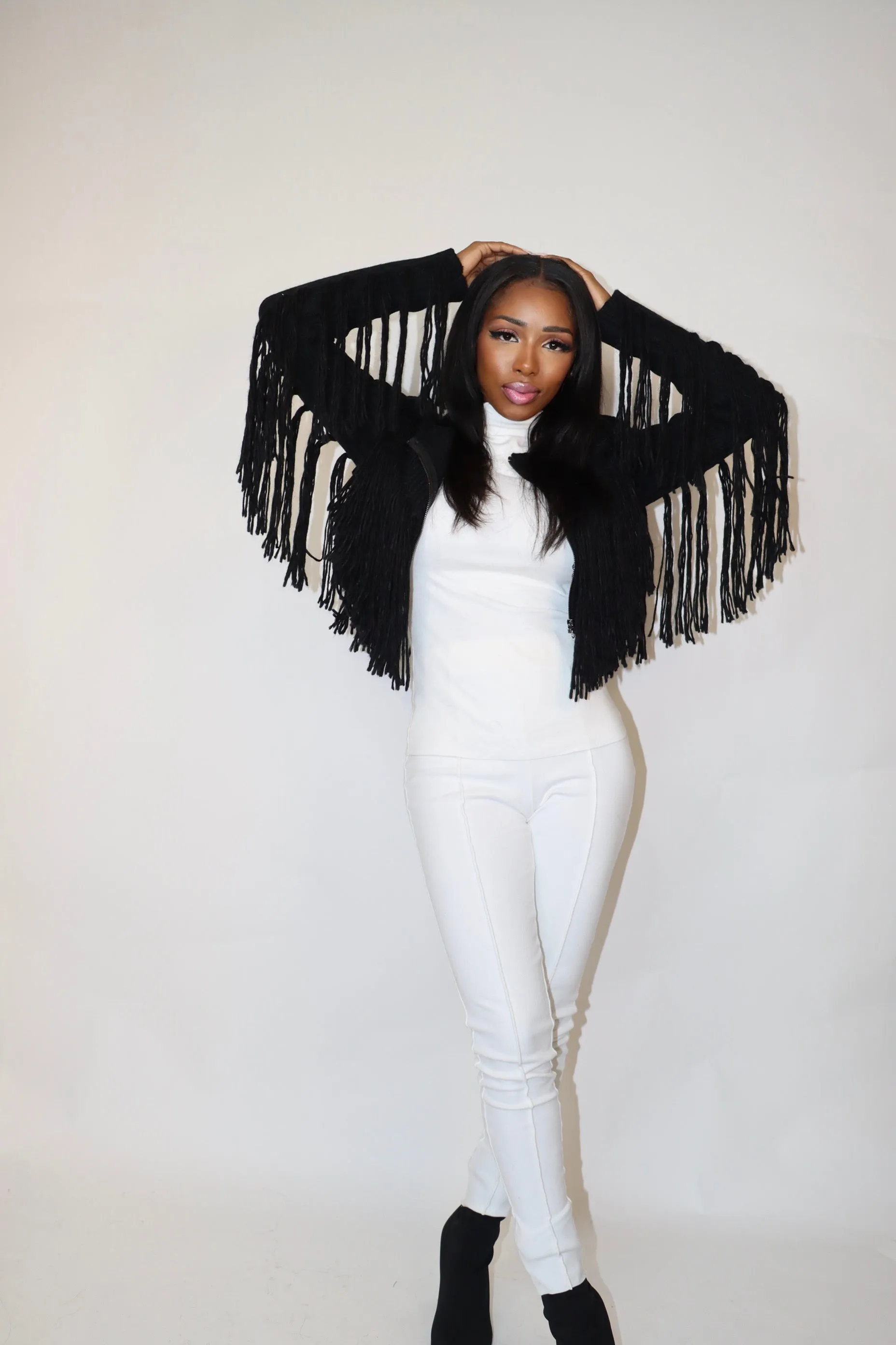 Chic Fringe Knit Jacket