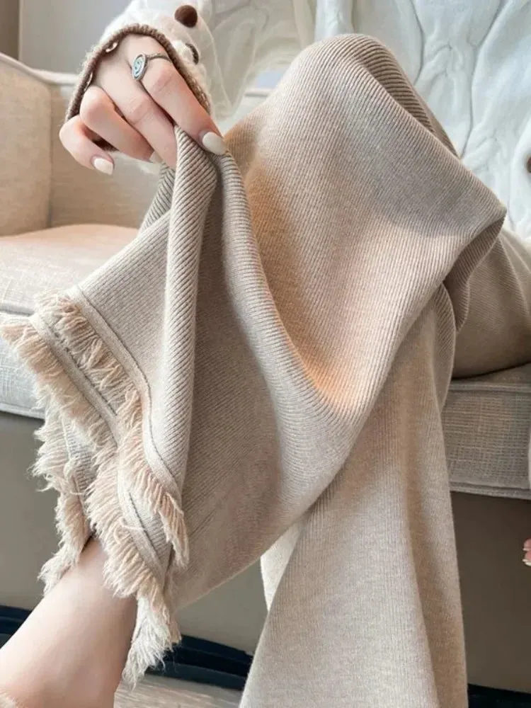 Cozy Knit Wide-Leg Pants