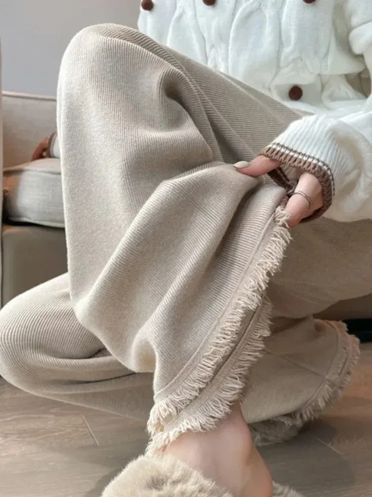Cozy Knit Wide-Leg Pants