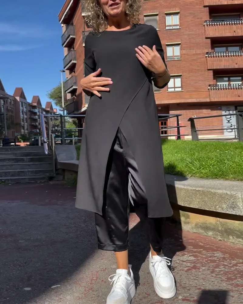Fashionable Irregular Slit Shirt
