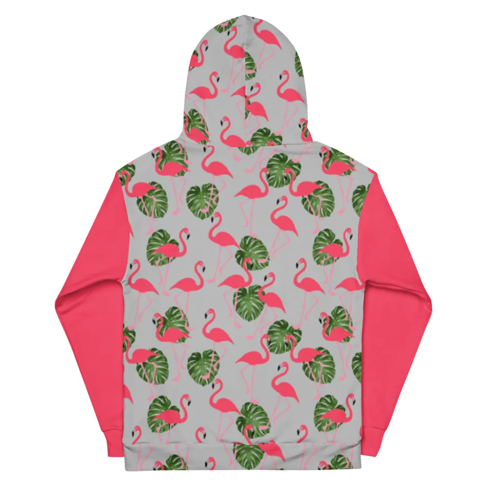'Flamingos' unisex hoodie (gray)
