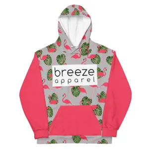 'Flamingos' unisex hoodie (gray)