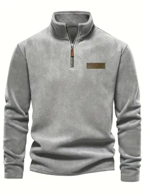 Fleece-gevoerd half-rits Sweatshirt, Casual Standkragen, Langarmige Pullover