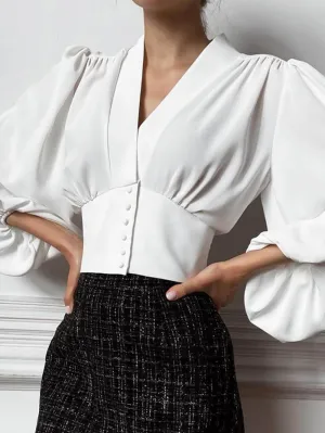 French Chiffon Long Sleeve Commuter Shirt