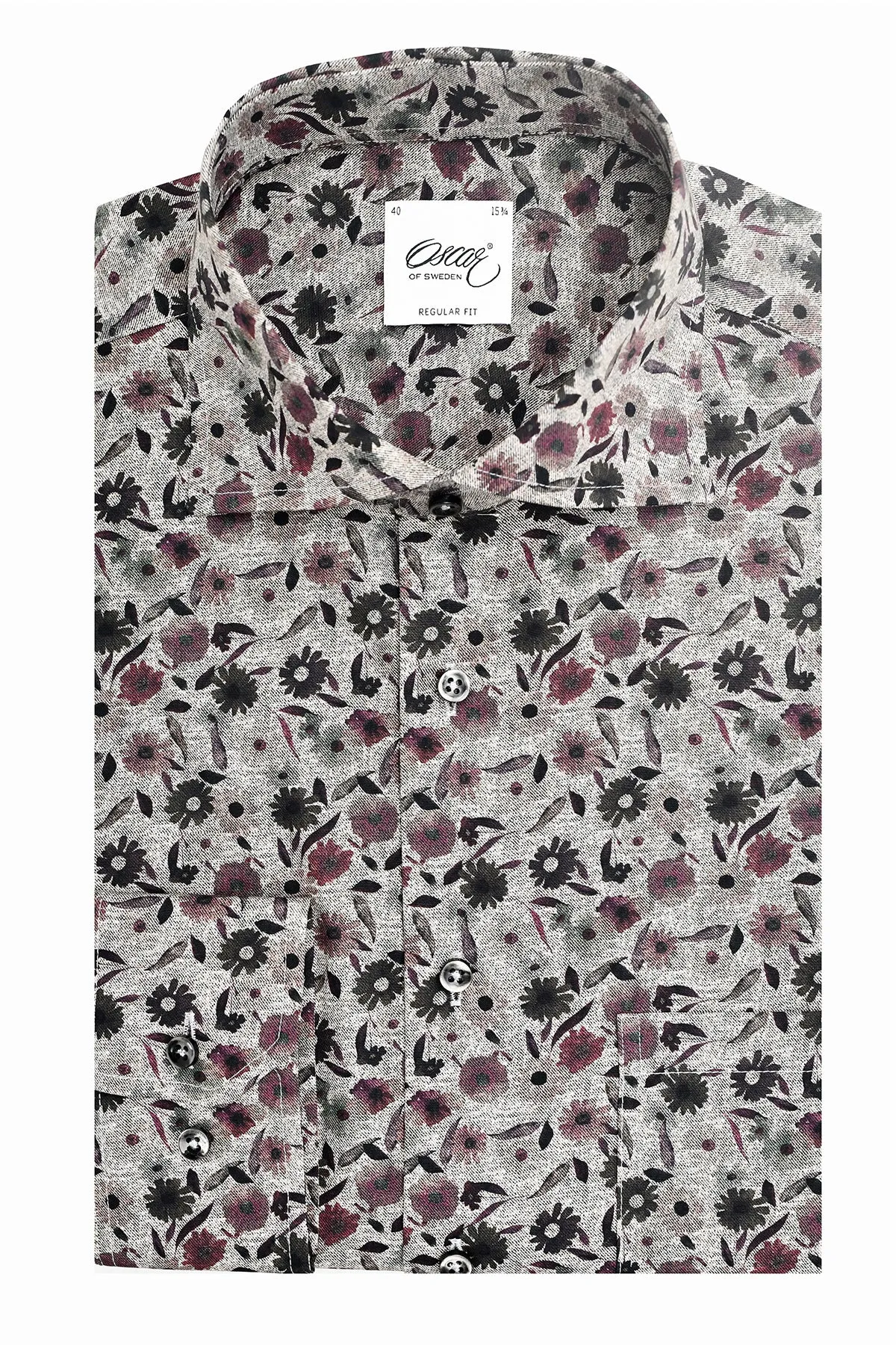 Grey flower printed regular fit shirt