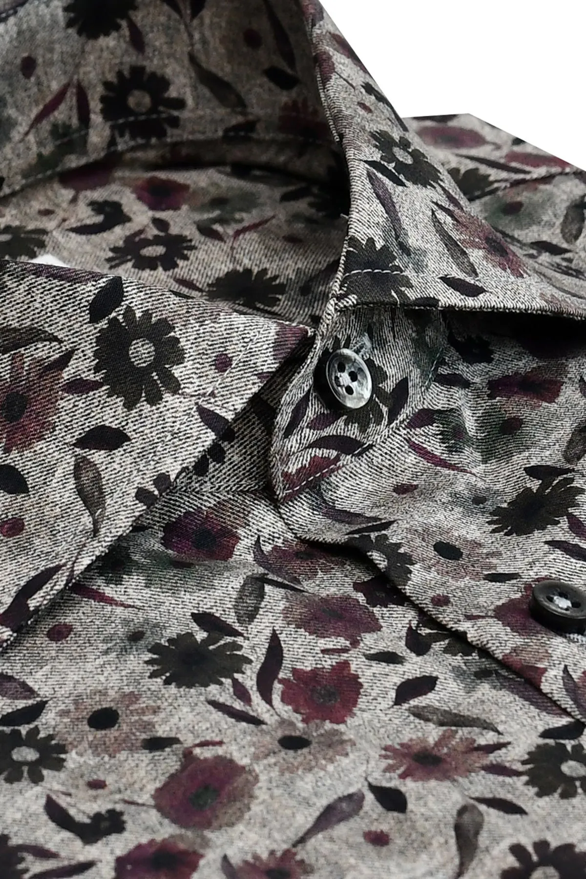 Grey flower printed regular fit shirt