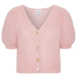 Harper Short Sleeve Mohair Cardigan in Light Pink