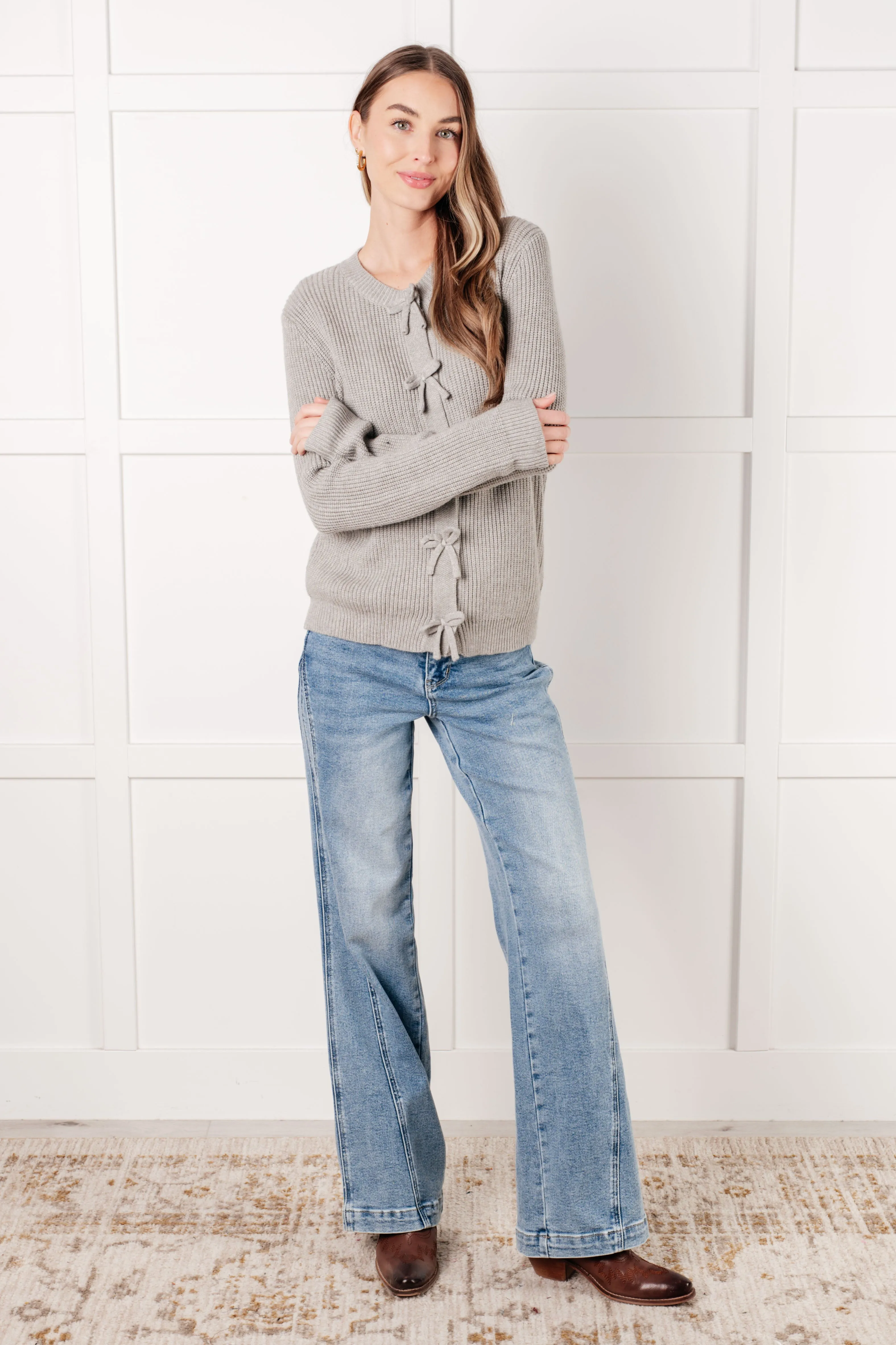 Hazel Blues® |  I Don't Know Why Bow Front Cardigan