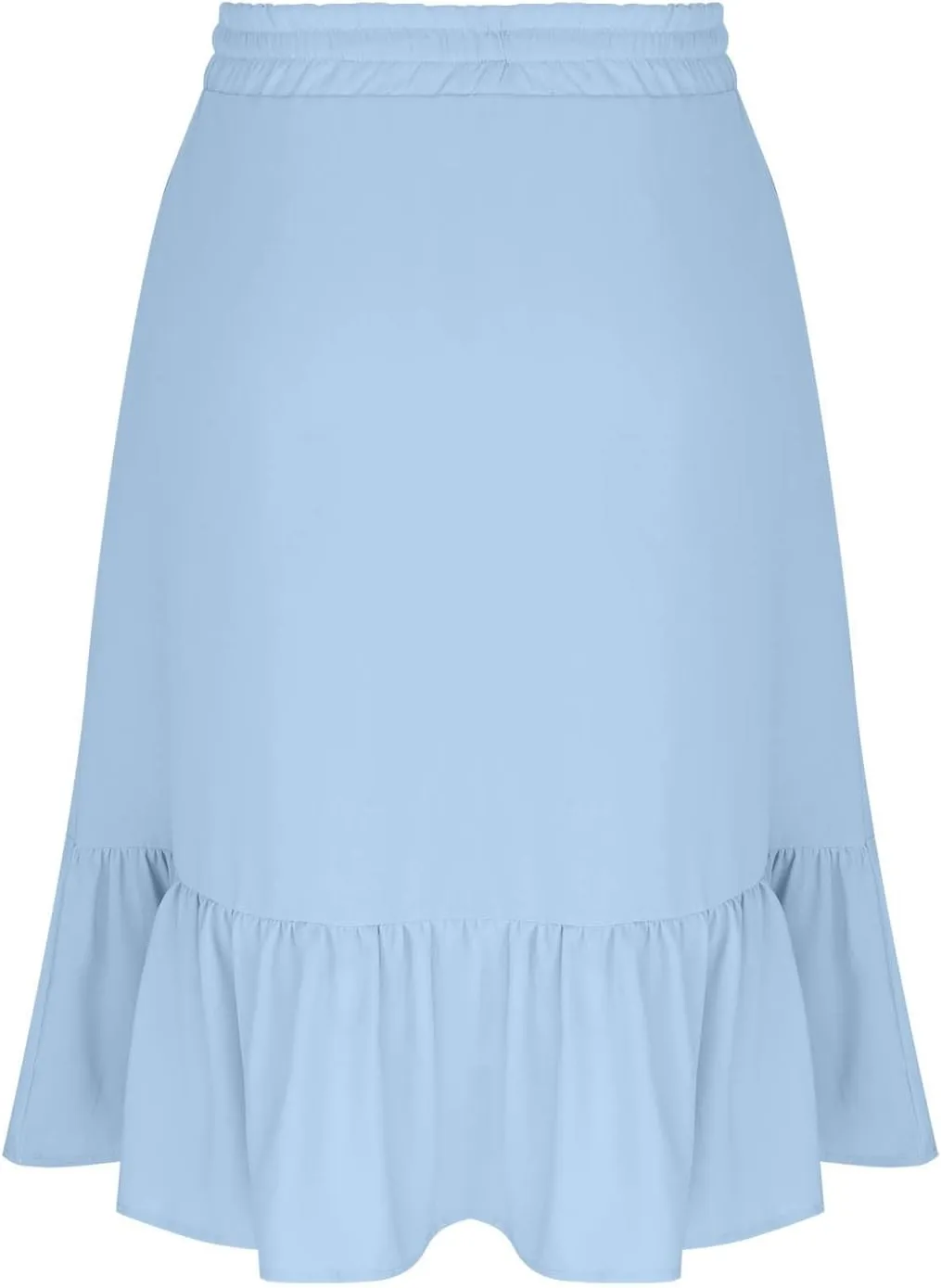 HGps8w Women's 2025 Summer Linen Midi Skirt, Trendy Casual Drawstring A-Line Elastic Waist Beach Dress Skirts with Pockets