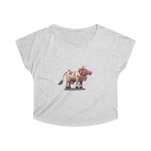 Light Brown Cow Women's Tri-Blend Dolman