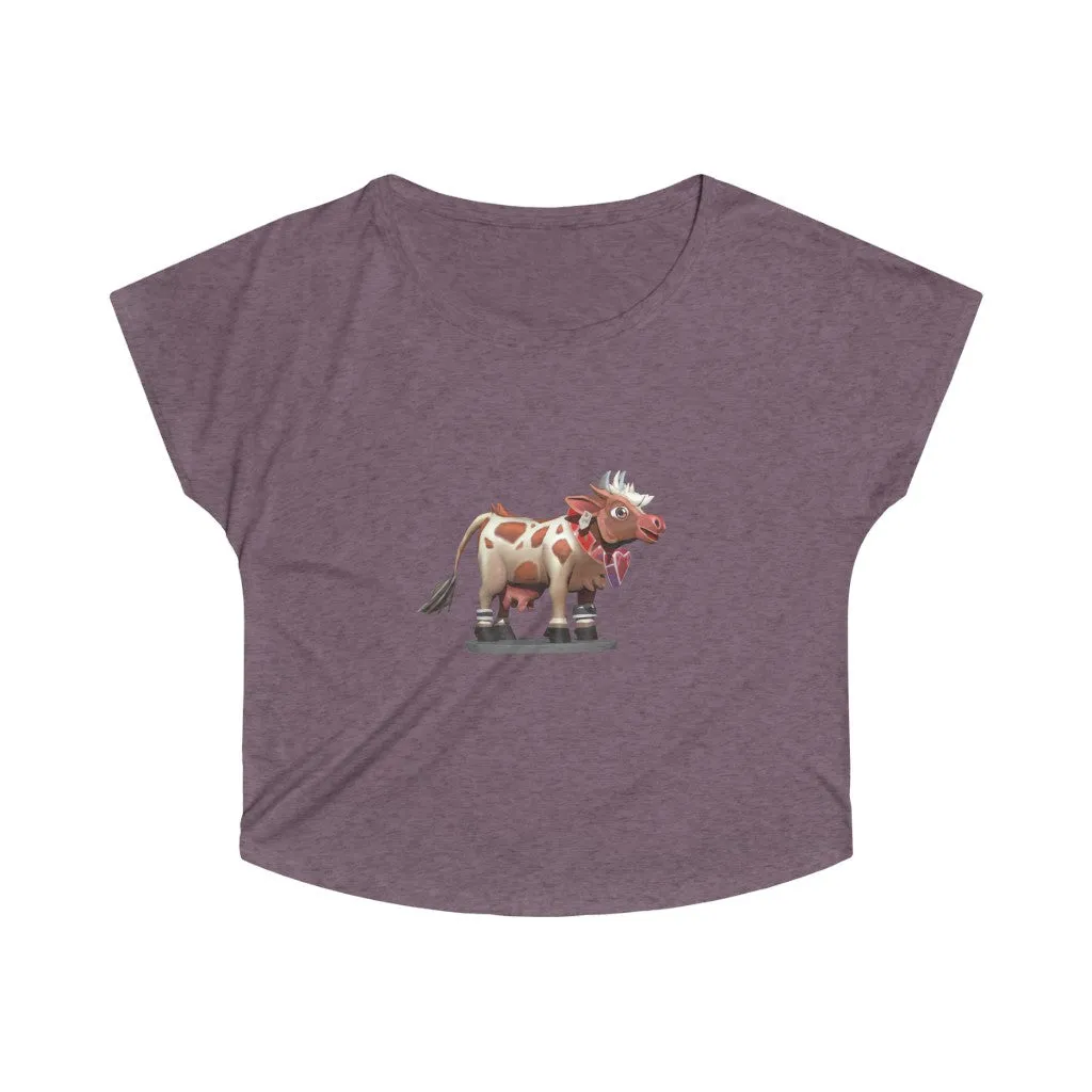 Light Brown Cow Women's Tri-Blend Dolman