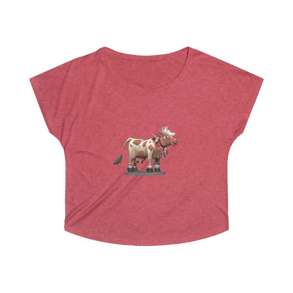 Light Brown Cow Women's Tri-Blend Dolman