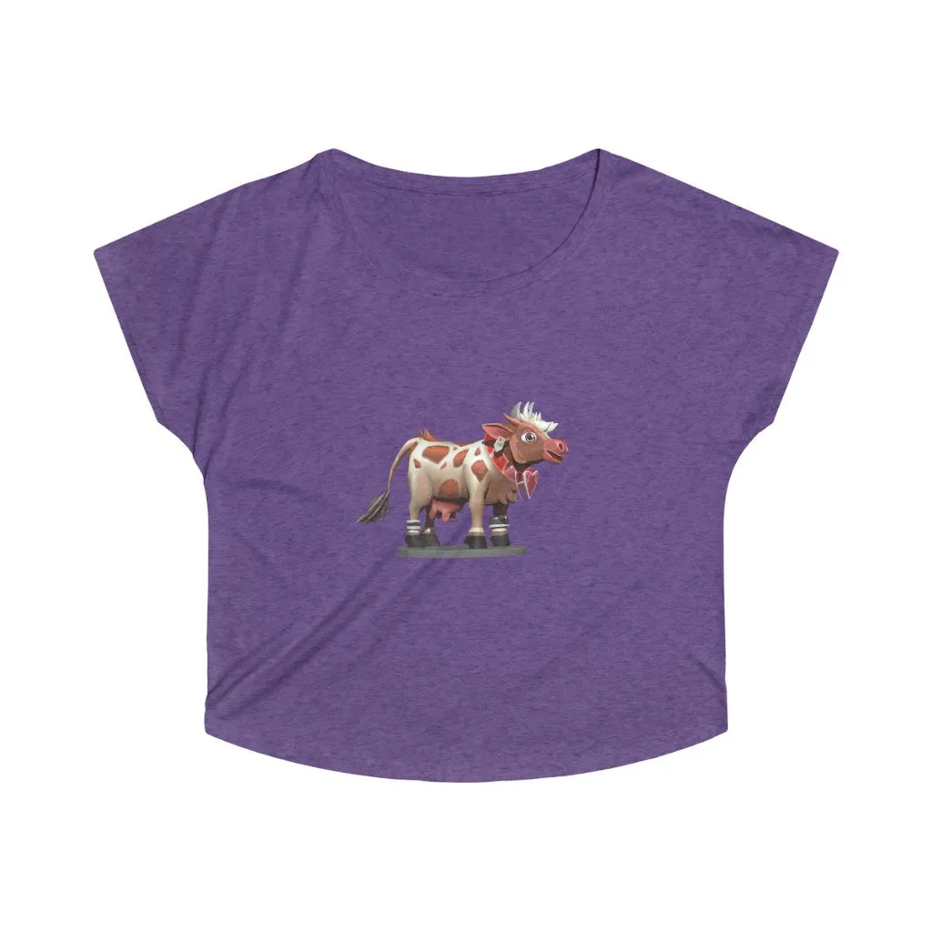Light Brown Cow Women's Tri-Blend Dolman
