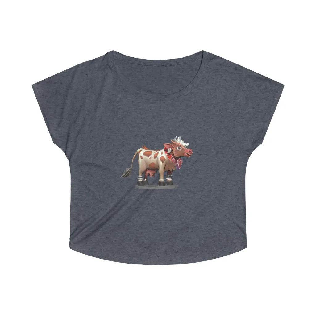 Light Brown Cow Women's Tri-Blend Dolman