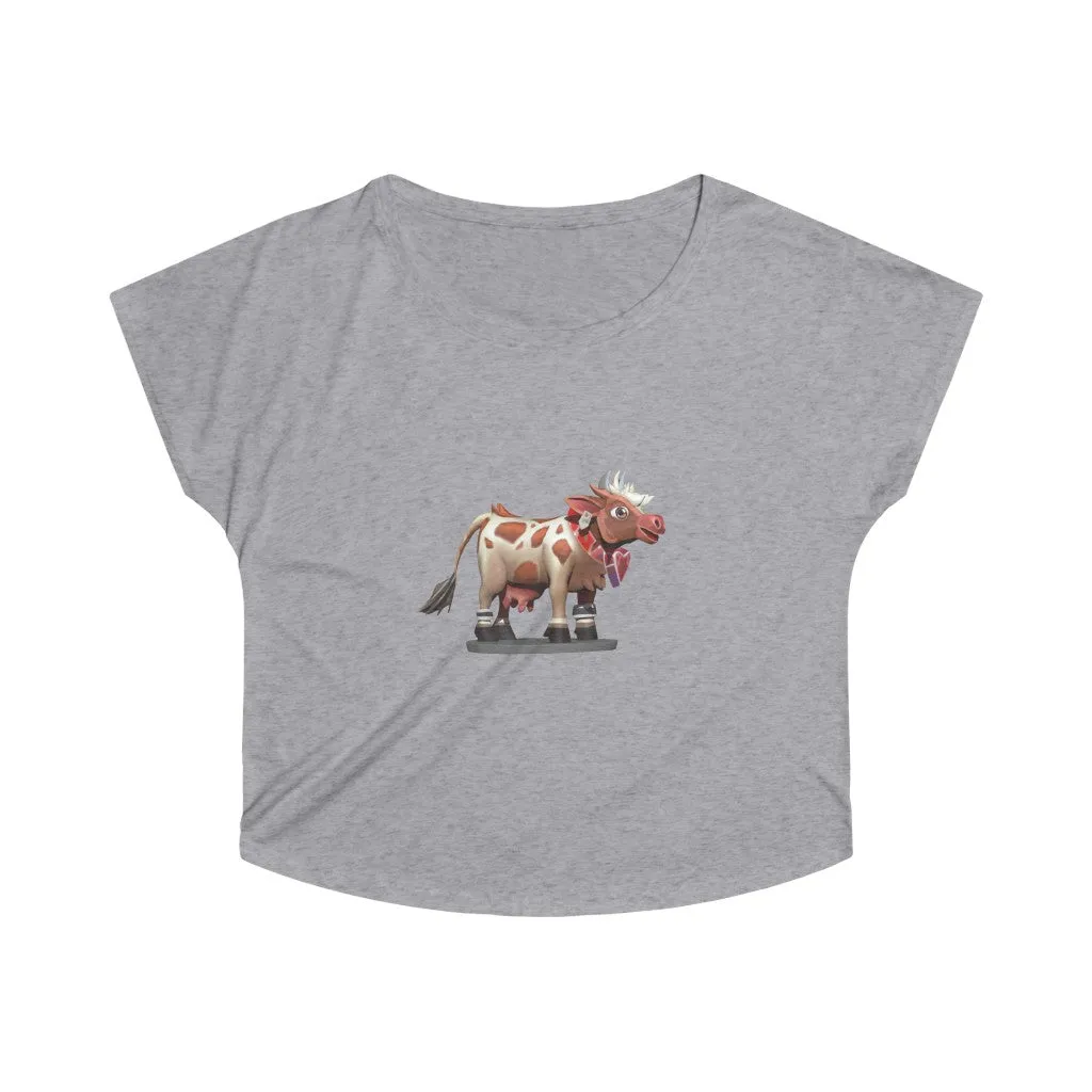 Light Brown Cow Women's Tri-Blend Dolman