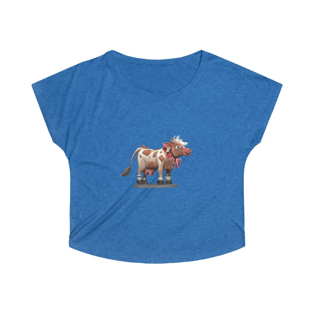 Light Brown Cow Women's Tri-Blend Dolman