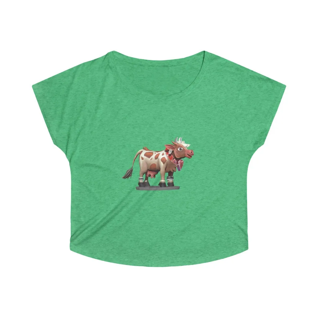 Light Brown Cow Women's Tri-Blend Dolman