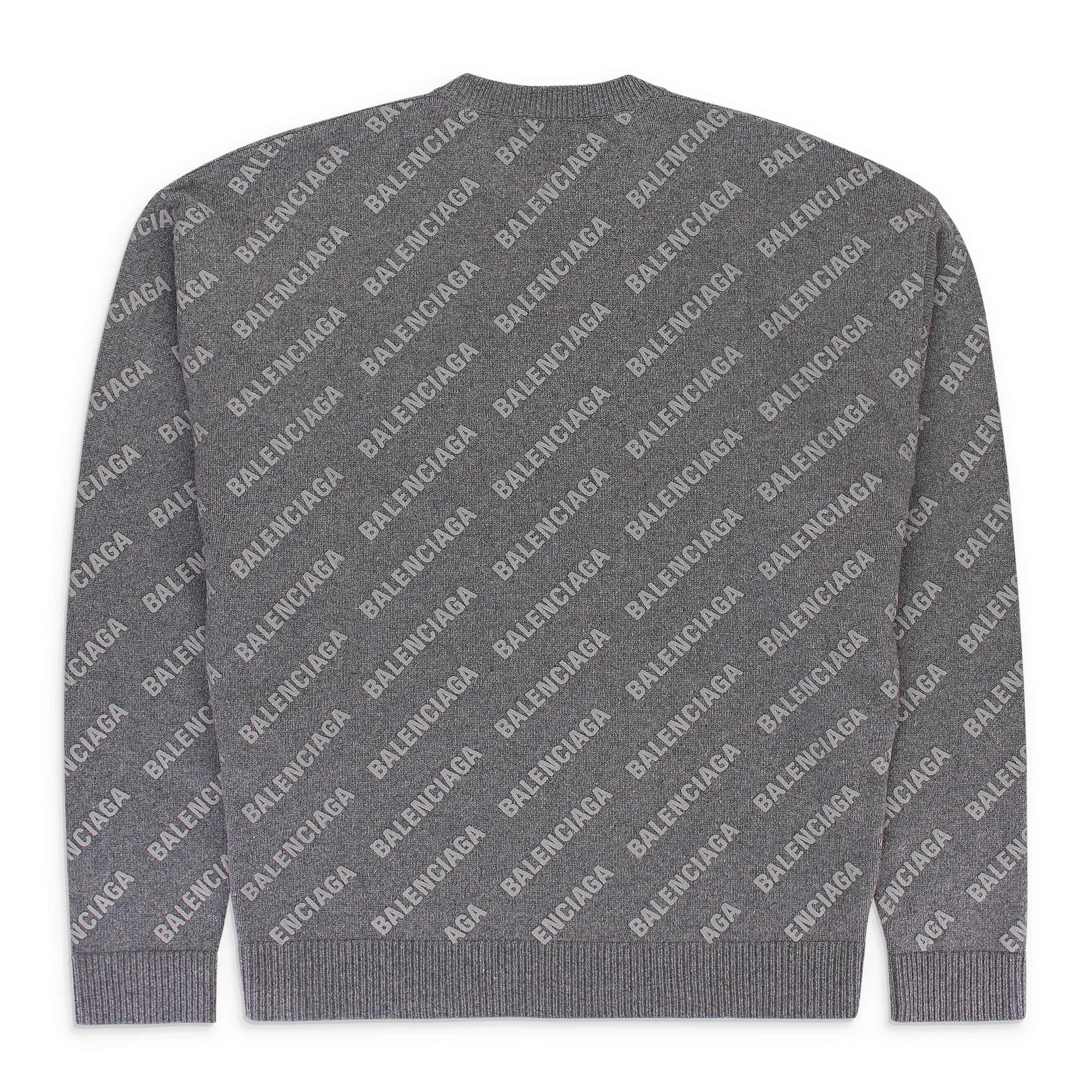 LOGO ALL OVER PRINT GREY/WHITE CREWNECK SWEATERS