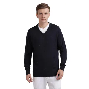 Men Blue Neps Acrylic Blend Full Sleeve Sweaters