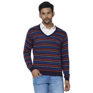Men Blue Regular Fit Solid Acrylic Blend Full Sleeve Sweaters