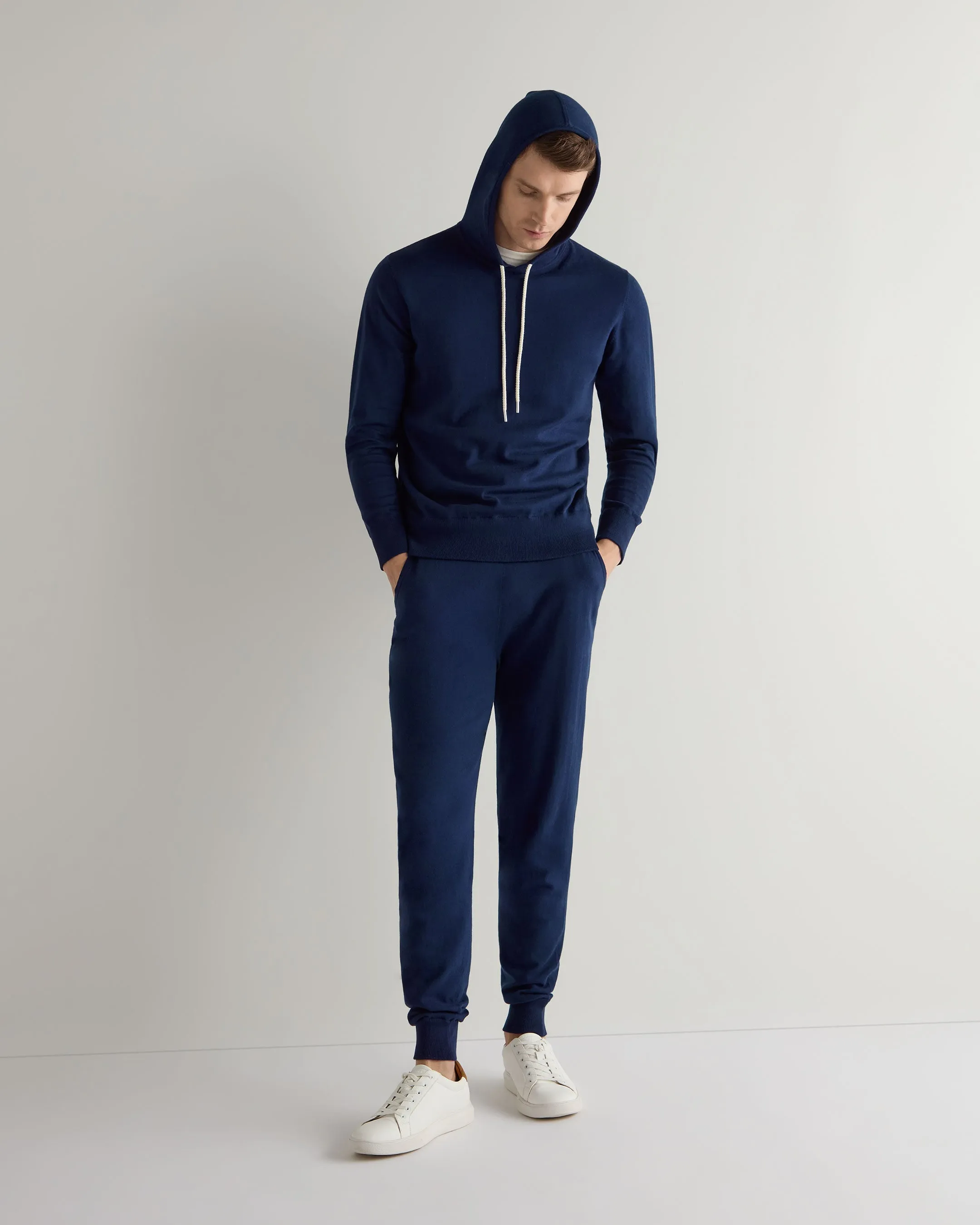 Men's Cotton Cashere Silk Hoodie French Blue