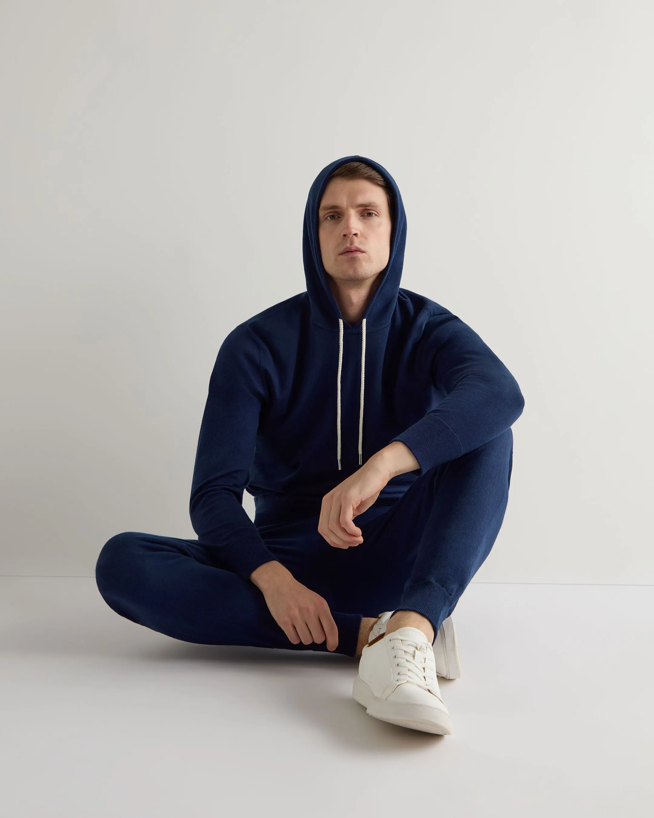 Men's Cotton Cashere Silk Hoodie French Blue