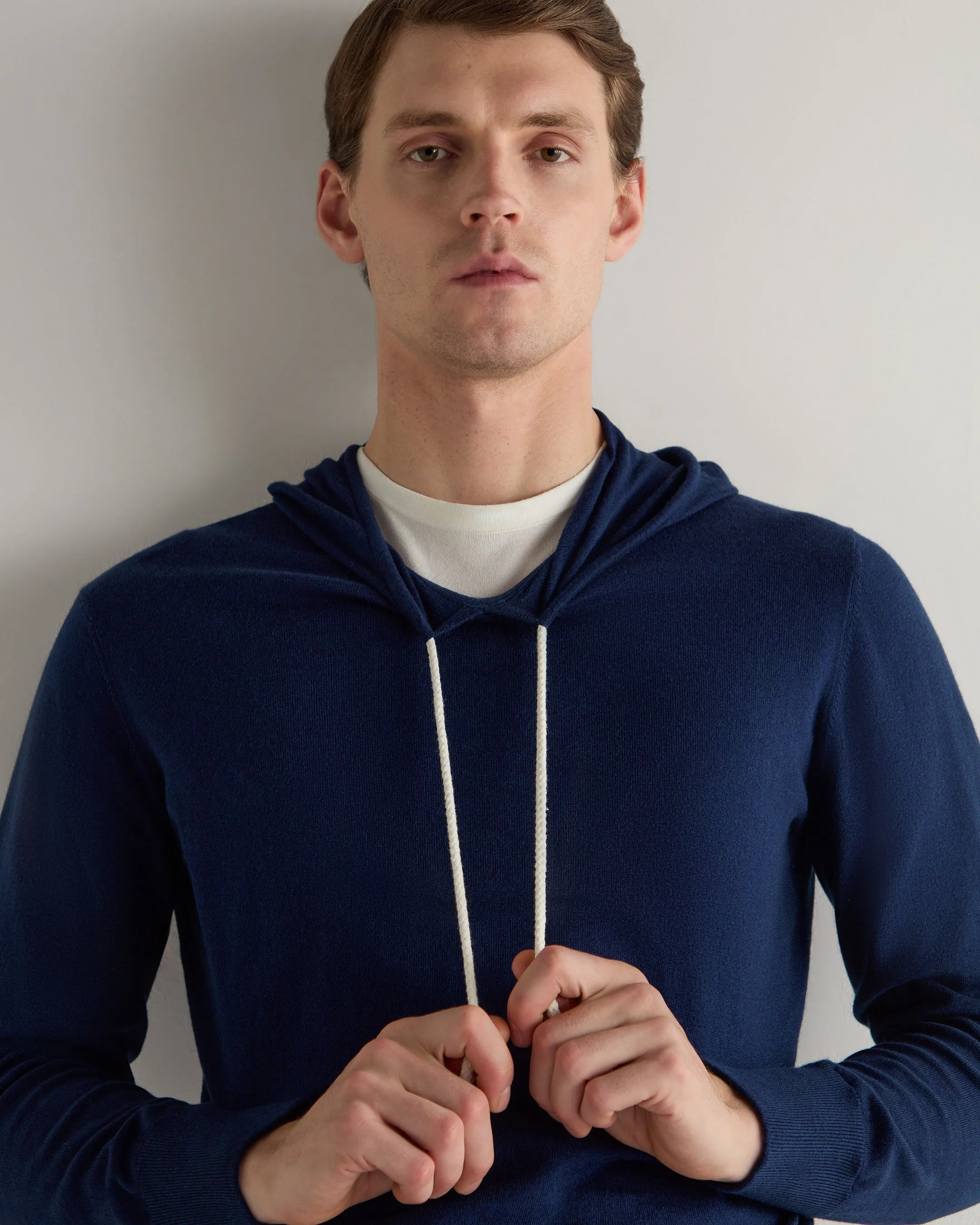 Men's Cotton Cashere Silk Hoodie French Blue