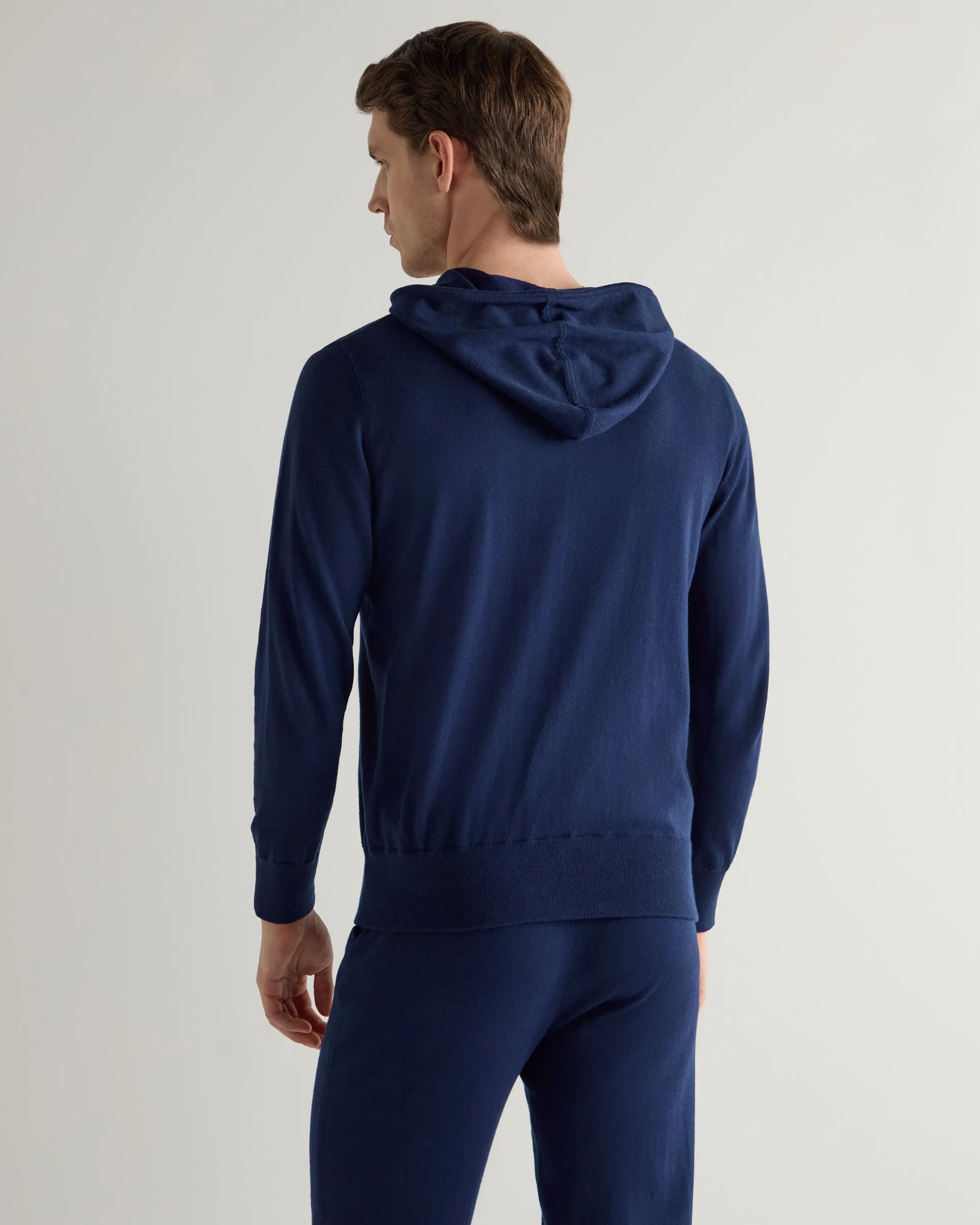 Men's Cotton Cashere Silk Hoodie French Blue